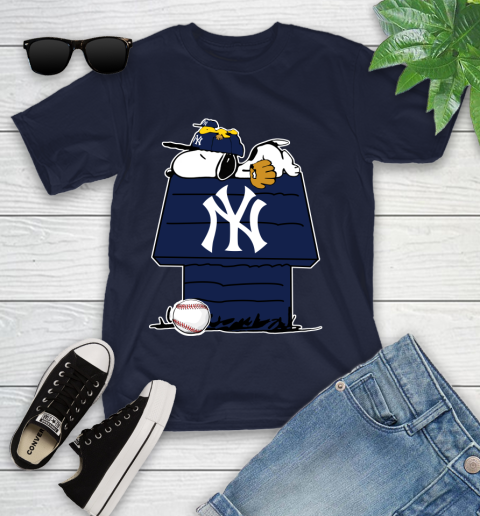 MLB New York Yankees Snoopy Woodstock The Peanuts Movie Baseball T Shirt Youth T-Shirt 15