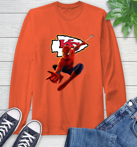 NFL Spider Man Avengers Endgame Football Kansas City Chiefs Long Sleeve T-Shirt 5