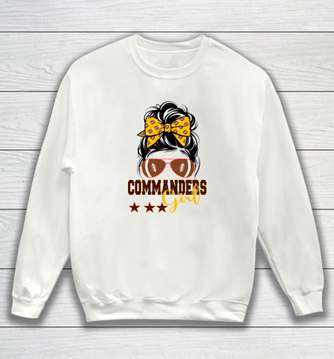 Retro Commanders Girl Messy Bun Sports Fan Team Matching Sweatshirt