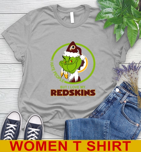 Washington Redskins NFL Christmas Grinch I Hate People But I Love My Favorite Football Team Women's T-Shirt 5