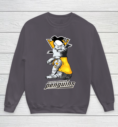 NHL My Cat Loves Pittsburgh Penguins Hockey Youth Sweatshirt 5