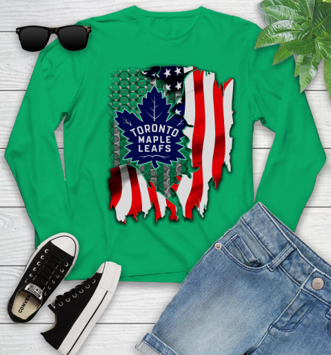 Toronto Maple Leafs NHL Hockey American Flag Youth Long Sleeve 7