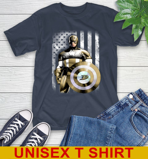 Anaheim Ducks NHL Hockey Captain America Marvel Avengers American Flag Shirt T-Shirt 3