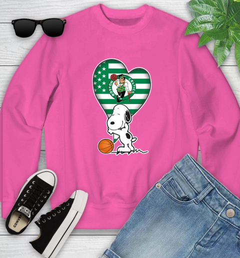 Boston Celtics NBA Basketball The Peanuts Movie Adorable Snoopy Youth Sweatshirt 7