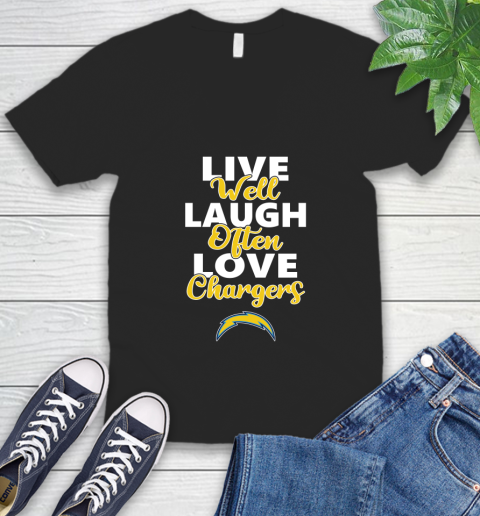NFL Football Los Angeles Chargers Live Well Laugh Often Love Shirt V-Neck T-Shirt
