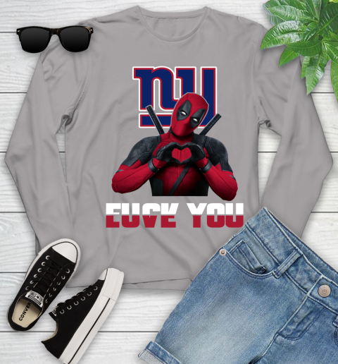 NHL New York Giants Deadpool Love You Fuck You Football Sports Youth Long Sleeve 5