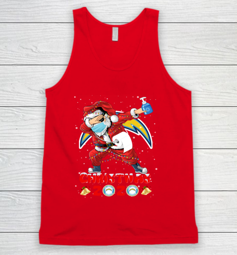 Los Angeles Chargers Funny Santa Claus Dabbing Christmas 2020 NFL Tank Top - Image 6