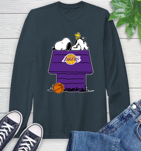 Los Angeles Lakers NBA Basketball Snoopy Woodstock The Peanuts Movie Long Sleeve T-Shirt 8