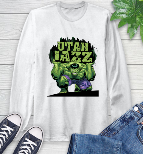 Utah Jazz NBA Basketball Incredible Hulk Marvel Avengers Sports Long Sleeve T-Shirt