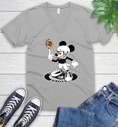 NFL Football Oakland Raiders Cheerful Mickey Disney Shirt V-Neck T-Shirt - Image 5