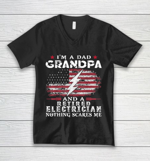 Grandpa Funny Gift Apparel  Mens Dad Grandpa Retired Electrician Nothing V-Neck T-Shirt