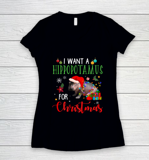 I Want A Hippopotamus For Christmas Hippo Fiona Women's V-Neck T-Shirt