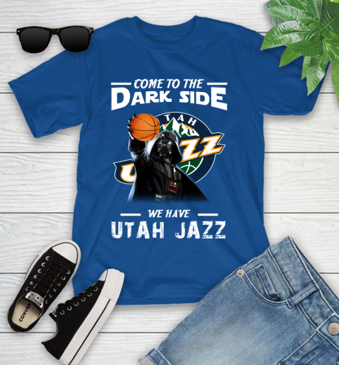 NBA Come To The Dark Side We Have Utah Jazz Star Wars Darth Vader Basketball Youth T-Shirt 12