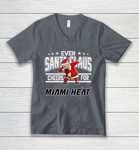Miami Heat Even Santa Claus Cheers For Christmas NBA V-Neck T-Shirt 4