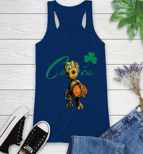 Boston Celtics NBA Basketball Groot Marvel Guardians Of The Galaxy Racerback Tank 9