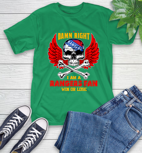 NHL Damn Right I Am A New York Rangers Win Or Lose Skull Hockey Sports T-Shirt 7