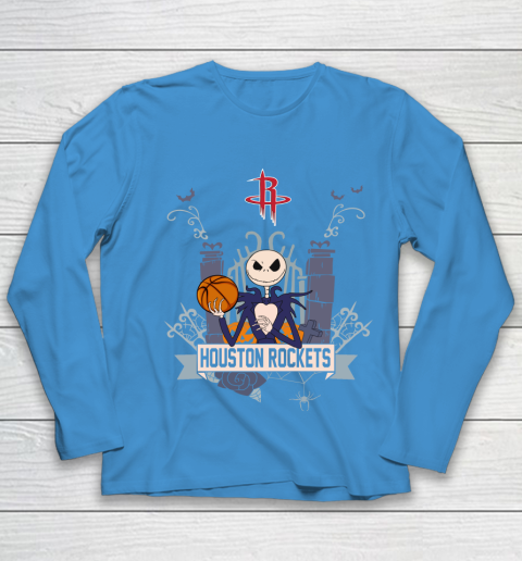 NBA Houston Rockets Basketball Jack Skellington Halloween Youth Long Sleeve 5