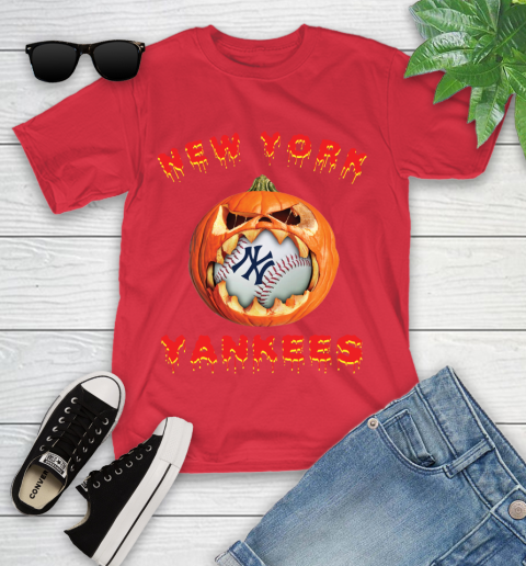 MLB New York Yankees Halloween Pumpkin Baseball Sports Youth T-Shirt 11 MLB New York Yankees Halloween Pumpkin Baseball Sports Youth T-Shirt - Image 11