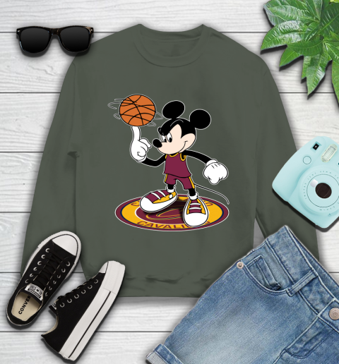 NBA Basketball Cleveland Cavaliers Cheerful Mickey Disney Shirt Youth Sweatshirt 9