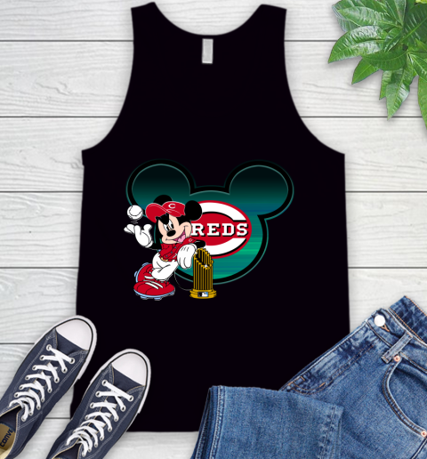 MLB Cincinnati Reds The Commissioner's Trophy Mickey Mouse Disney Tank Top 3 MLB Cincinnati Reds The Commissioner's Trophy Mickey Mouse Disney Tank Top - Image 3