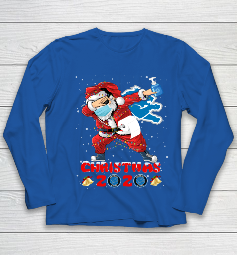 Detroit Lions Funny Santa Claus Dabbing Christmas 2020 NFL Youth Long Sleeve 7