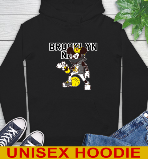 Brooklyn Nets NBA Basketball Mickey Peace Sign Sports Hoodie 2