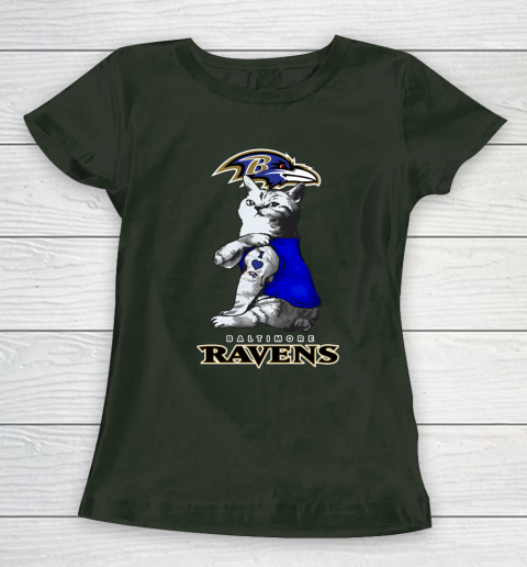 NFL Football My Cat Loves Baltimore Ravens Women's T-Shirt 5 NFL Football My Cat Loves Baltimore Ravens Women's T-Shirt - Image 5