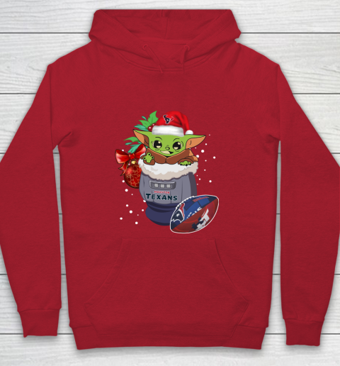 Houston Texans Christmas Baby Yoda Star Wars Funny Happy NFL Youth Hoodie 9