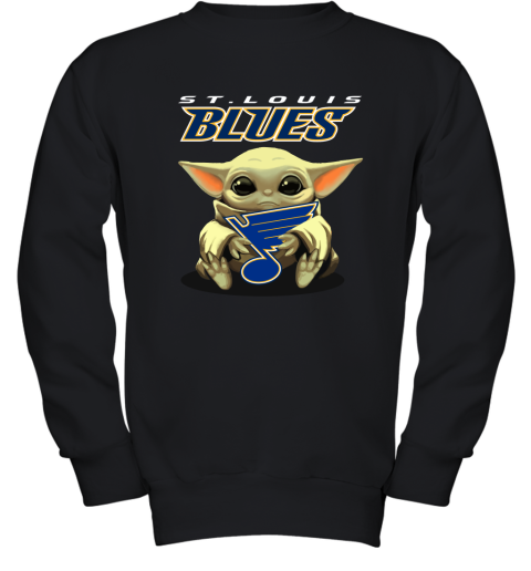 Baby Yoda Hugs The St. Louis Blues Ice Hockey Youth Sweatshirt