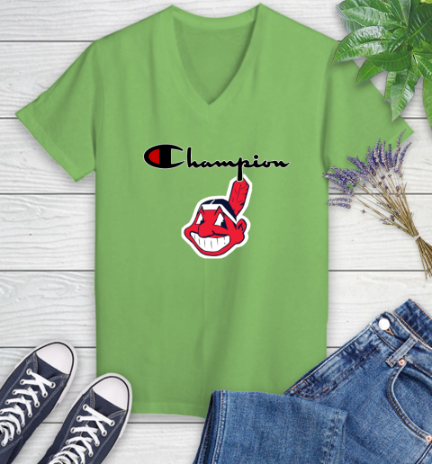 MLB Baseball Cleveland Indians Champion Shirt Women's V-Neck T-Shirt 7