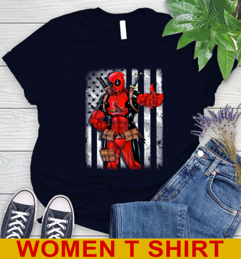 MLB Baseball St.Louis Cardinals Deadpool American Flag Shirt Women's T-Shirt 2