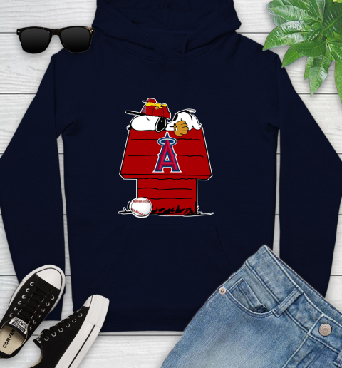 MLB Los Angeles Angels Snoopy Woodstock The Peanuts Movie Baseball T Shirt Youth Hoodie 4