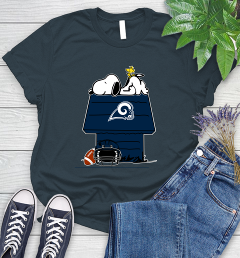 Los Angeles Rams NFL Football Snoopy Woodstock The Peanuts Movie Women's T-Shirt 8