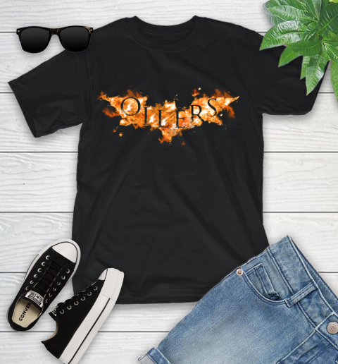 NHL Edmonton Oilers Batman Logo DC Hockey Sports Shirts Youth T-Shirt
