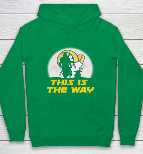 Los Angeles Rams NFL Football Star Wars Yoda And Mandalorian This Is The Way Youth Hoodie 4