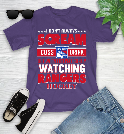 New York Rangers NHL Hockey I Scream Cuss Drink When I'm Watching My Team Youth T-Shirt 3