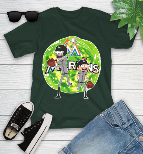 MLB Miami Marlins Rick And Morty Baseball Sports Youth T-Shirt 5
