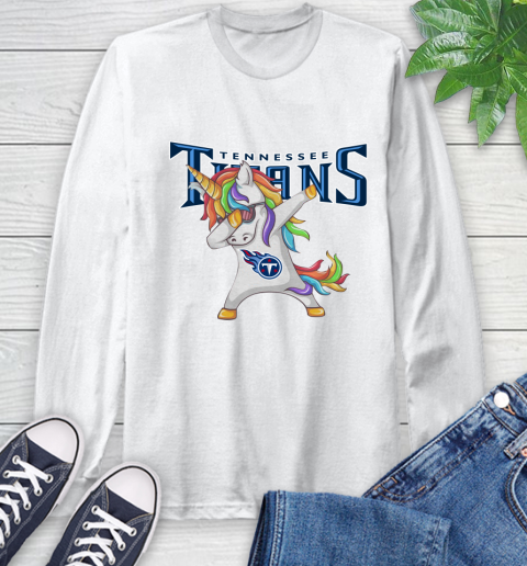 Tennessee Titans NFL Football Funny Unicorn Dabbing Sports Long Sleeve T-Shirt