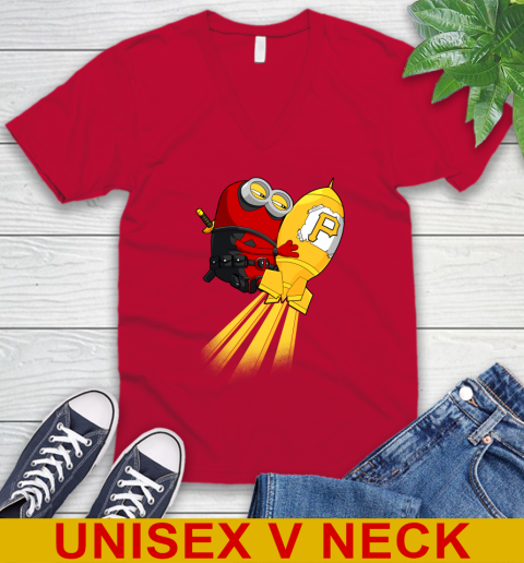 MLB Baseball Pittsburgh Pirates Deadpool Minion Marvel Shirt V-Neck T-Shirt 6