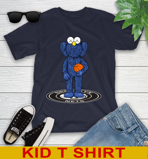 NBA Basketball Brooklyn Nets Kaws Bff Blue Figure Shirt Youth T-Shirt 3