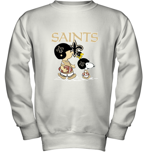 New Orleans Saints Let's Play Football Together Snoopy NFL Youth Sweatshirt