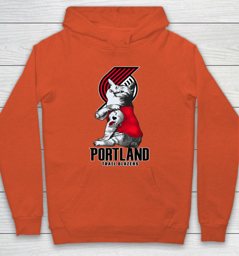 NBA Basketball My Cat Loves Portland Trail Blazers Hoodie - Image 4