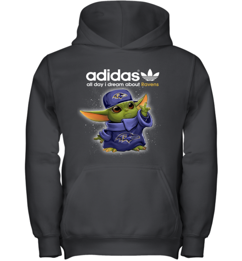 Baby Yoda Adidas All Day I Dream About Baltimore Ravens Youth Hoodie