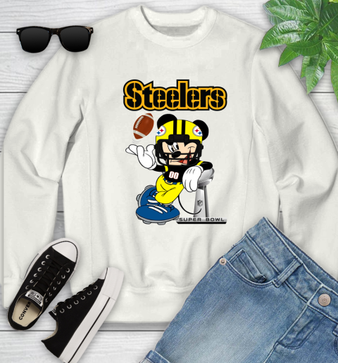 NFL Pittsburgh Steelers Mickey Mouse Disney Super Bowl Football T Shirt Youth Sweatshirt