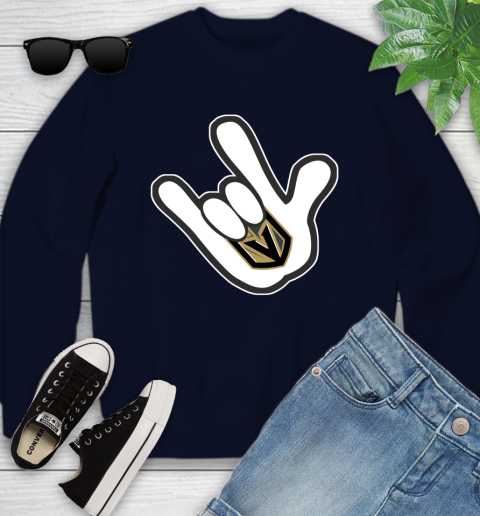 Vegas Golden Knights NHL Hockey Mickey Rock Hand Disney Youth Sweatshirt 3
