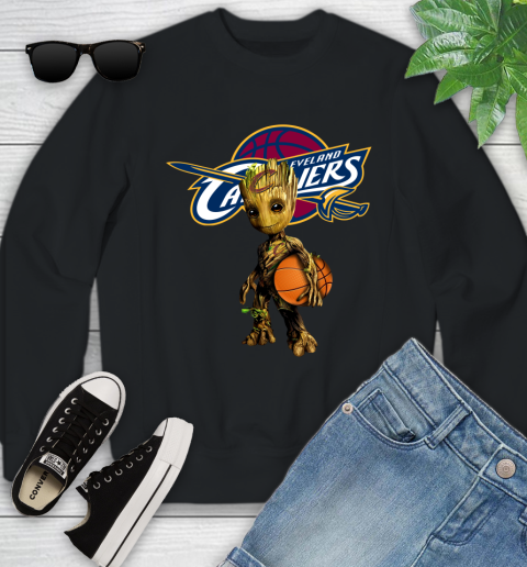 Cleveland Cavaliers NBA Basketball Groot Marvel Guardians Of The Galaxy Youth Sweatshirt 2