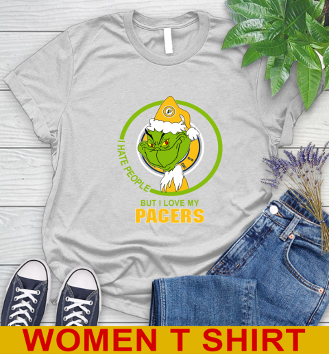 Indiana Pacers NBA Christmas Grinch I Hate People But I Love My Favorite Basketball Team Women's T-Shirt