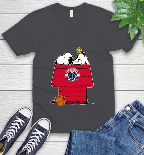 Washington Wizards NBA Basketball Snoopy Woodstock The Peanuts Movie V-Neck T-Shirt 5