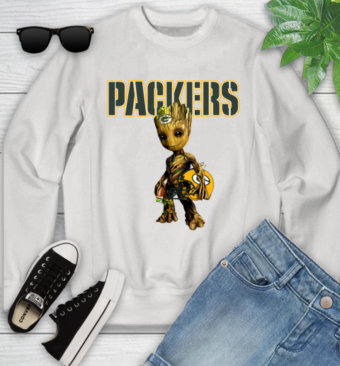 Green Bay Packers NFL Football Groot Marvel Guardians Of The Galaxy Youth Sweatshirt
