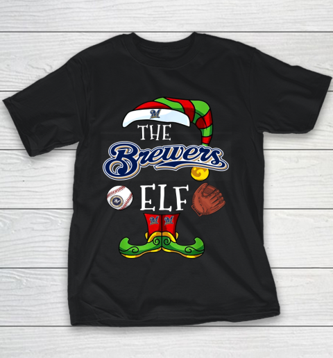 Milwaukee Brewers Christmas ELF Funny MLB Youth T-Shirt